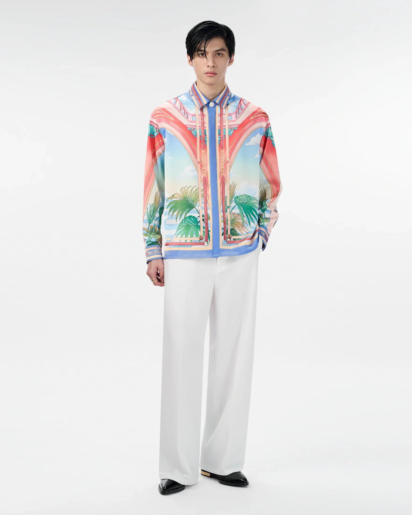 Paysage Long - Sleeved Silk Shirt